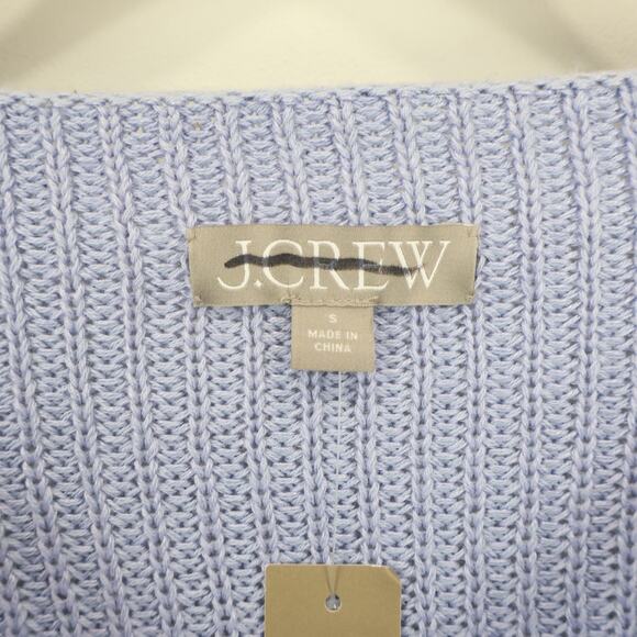 J.Crew Ribbed Funnel neck Sweater Linen Cotton Blend Lavender Lakeshore S NWT - Picture 4 of 8